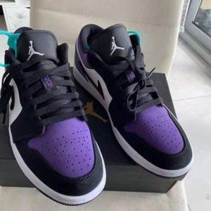 Aj1 Jordan low top blue and black men's shoes